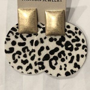 Gold & Animal Print Disc Earrings